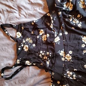 NWT Torrid Black floral gauze wide leg jumper